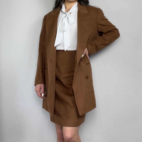 Coffee Brown Button-Up Blazer & Pencil Skirt Set | Ann Taylor - Picture 2 of 7